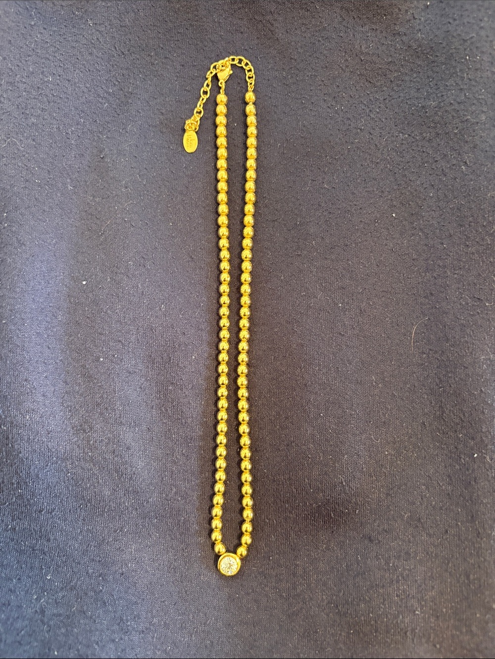 Joan Rivers Gold-Tone Bead Necklace with Clear Crystal Pendant